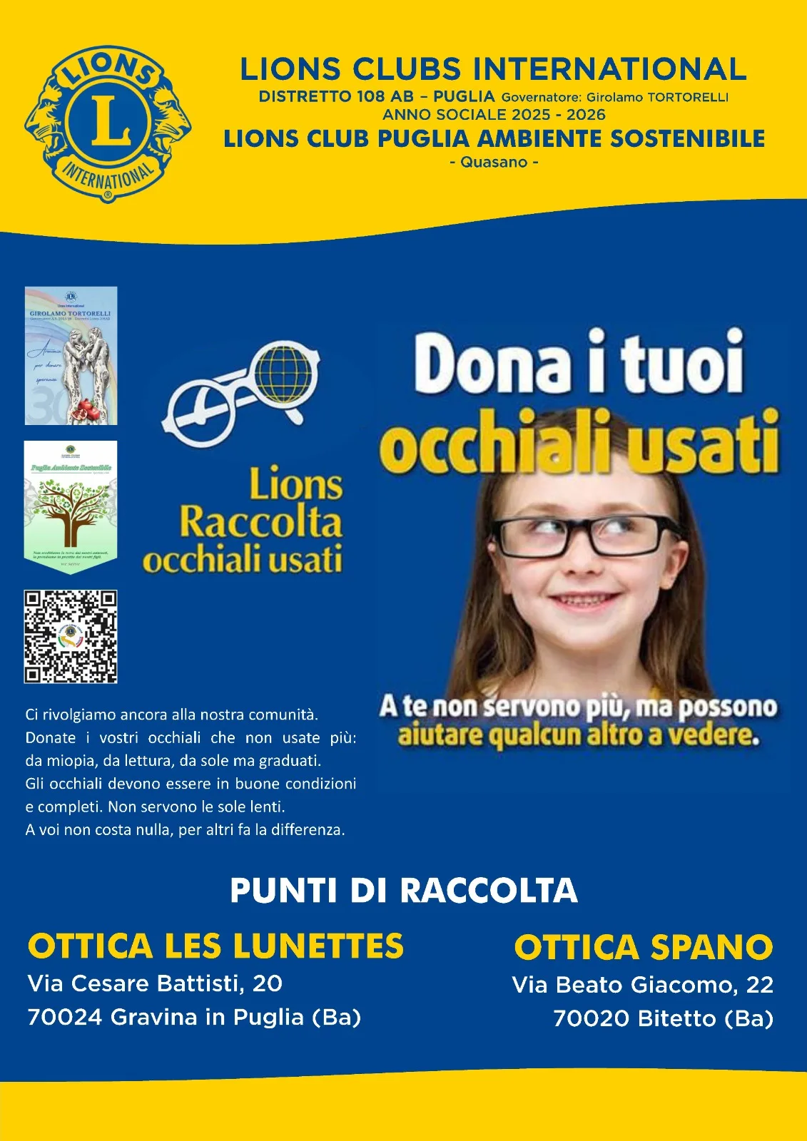 Locandina della campagna Dona gli occhiali usati