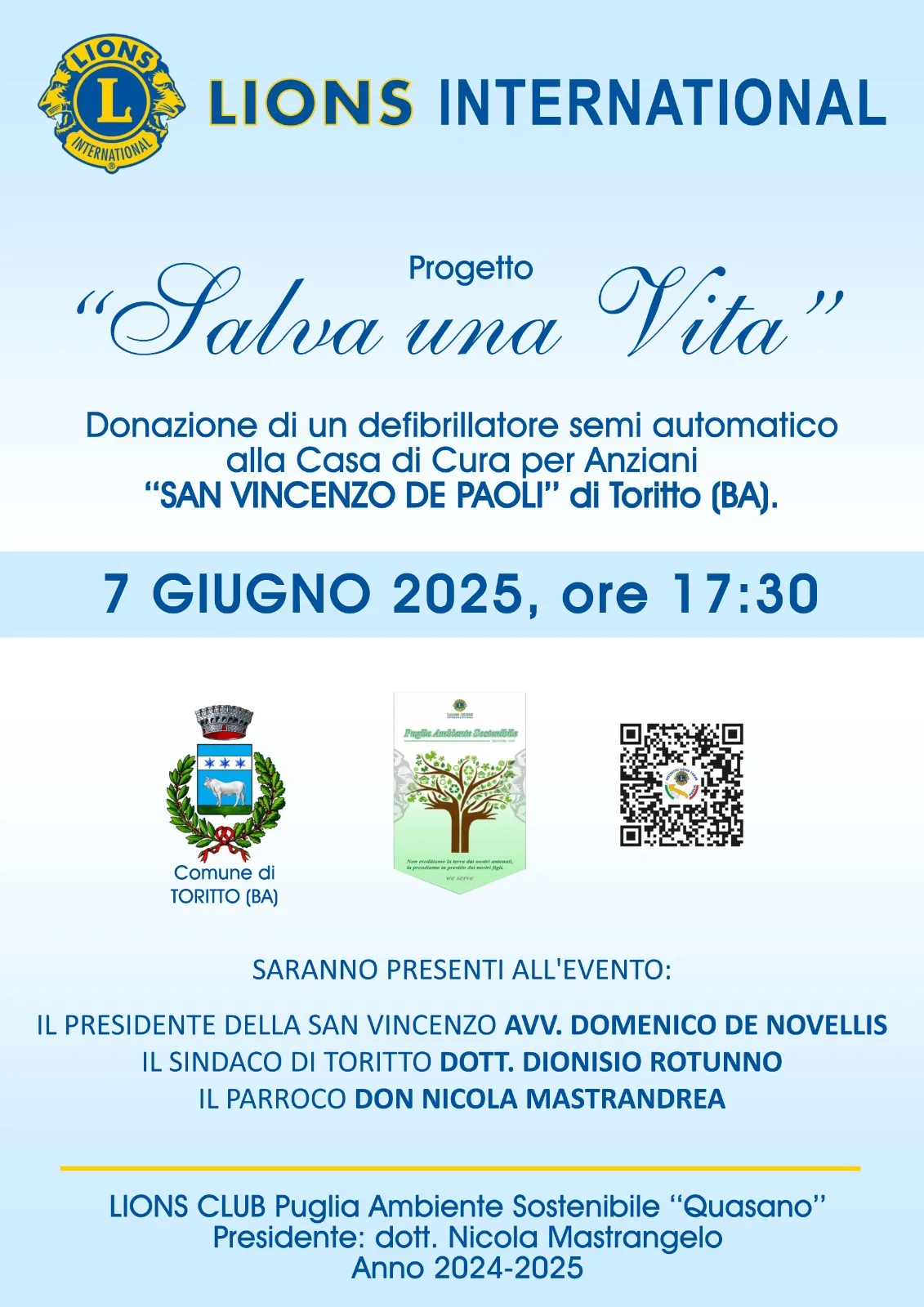 Locandina del Progetto Salva una Vita