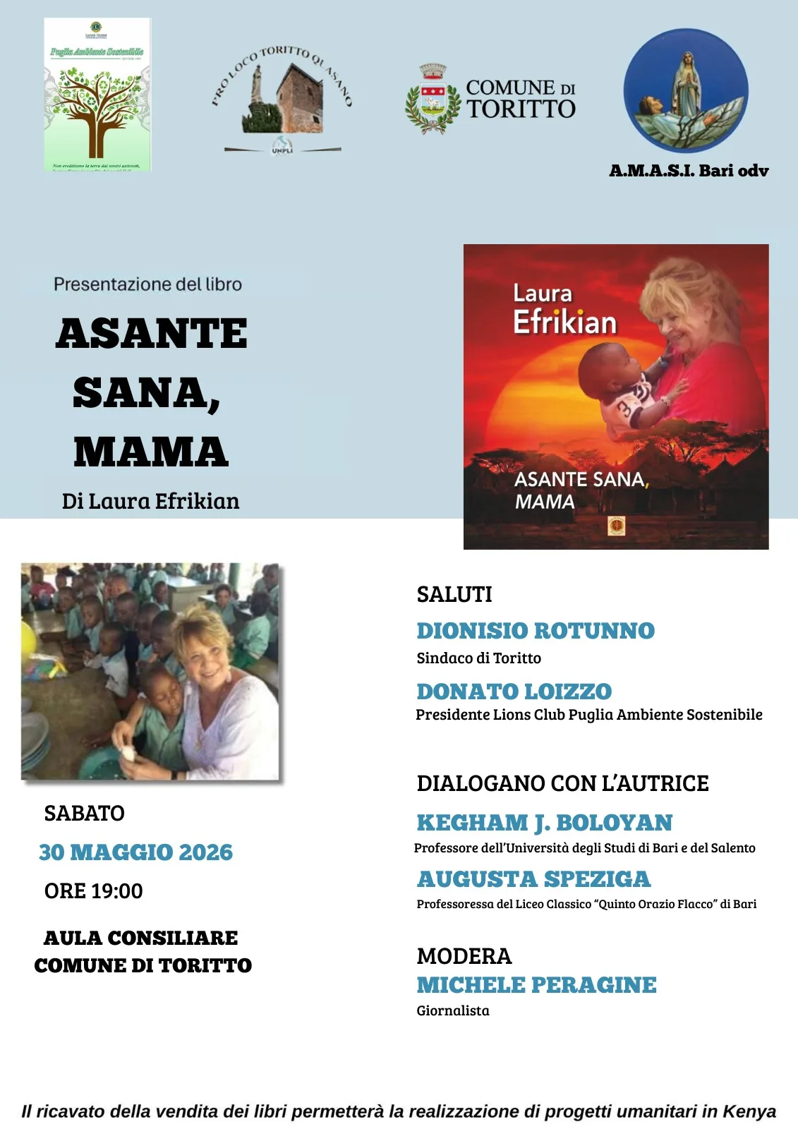 Locandina della presentazione del libro “Asante Sana, Mama”
